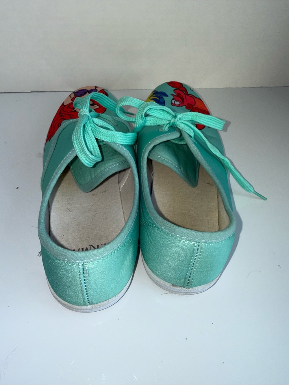DISNEY LITTLE MERMAID Mint Green Painted Canvas Women Casual Ked Style Sneaker 9 - Picture 3 of 6